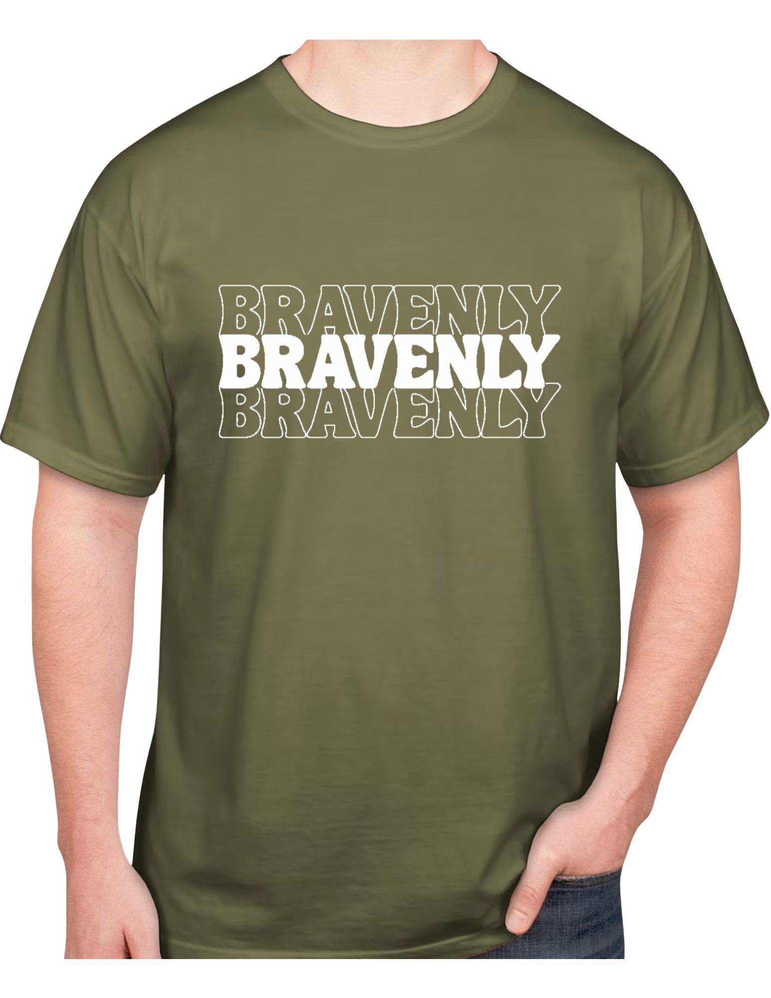 6 Mens Olive Bravenly Tee